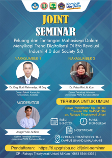 Join Seminar "Peluang dan Tantangan Mahasiswa dalam Menyikapi Trend Digitalisasi di Era Revolusi Industri 4.0 dan Society 5.0"