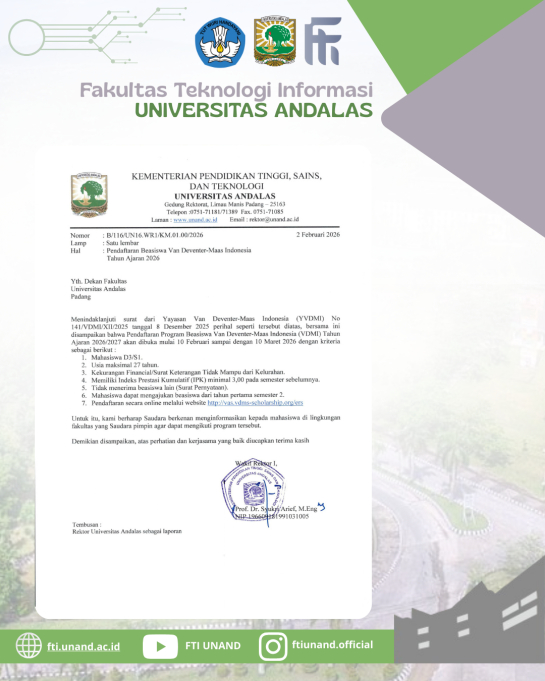 Pengumuman Beasiswa Van Deventer -Maas Indonesia