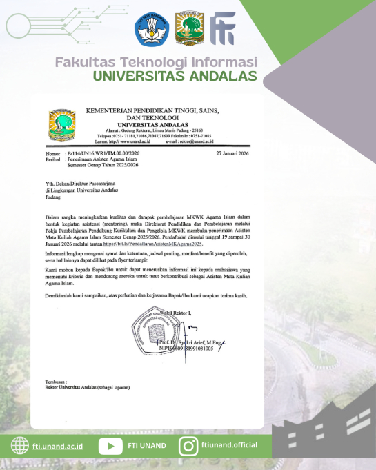 Penerimaan Asisten Agama Islam Semester Genap 2025/2026